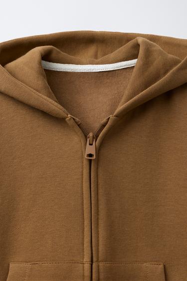 SWEAT MOLLETON CAPUCHE UNIE - Ocre de Zara - Image 2