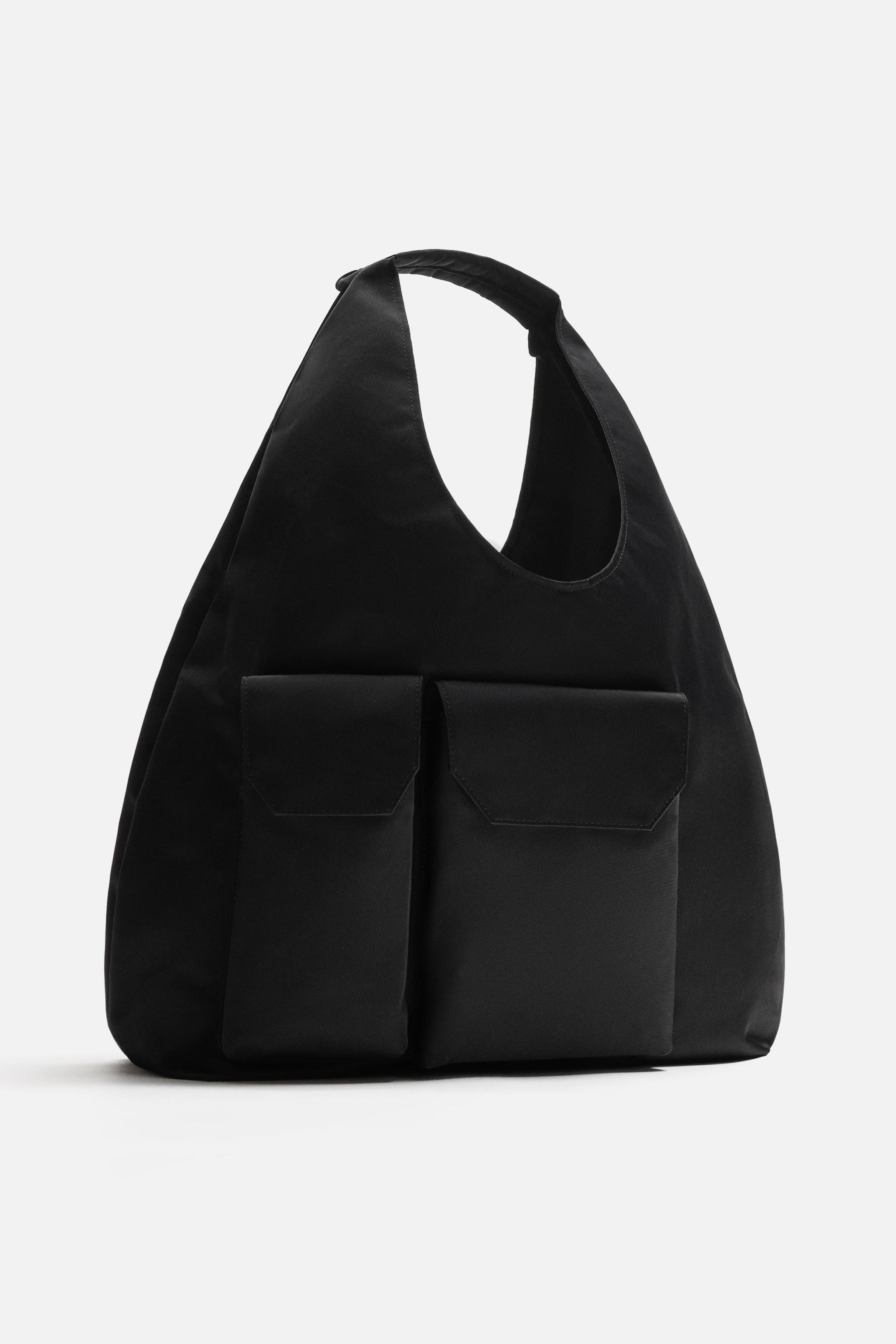 黒いジッパーポケット付きバッグ マルチポケットショッパーバッグ - ブラック | ZARA Japan / 日本