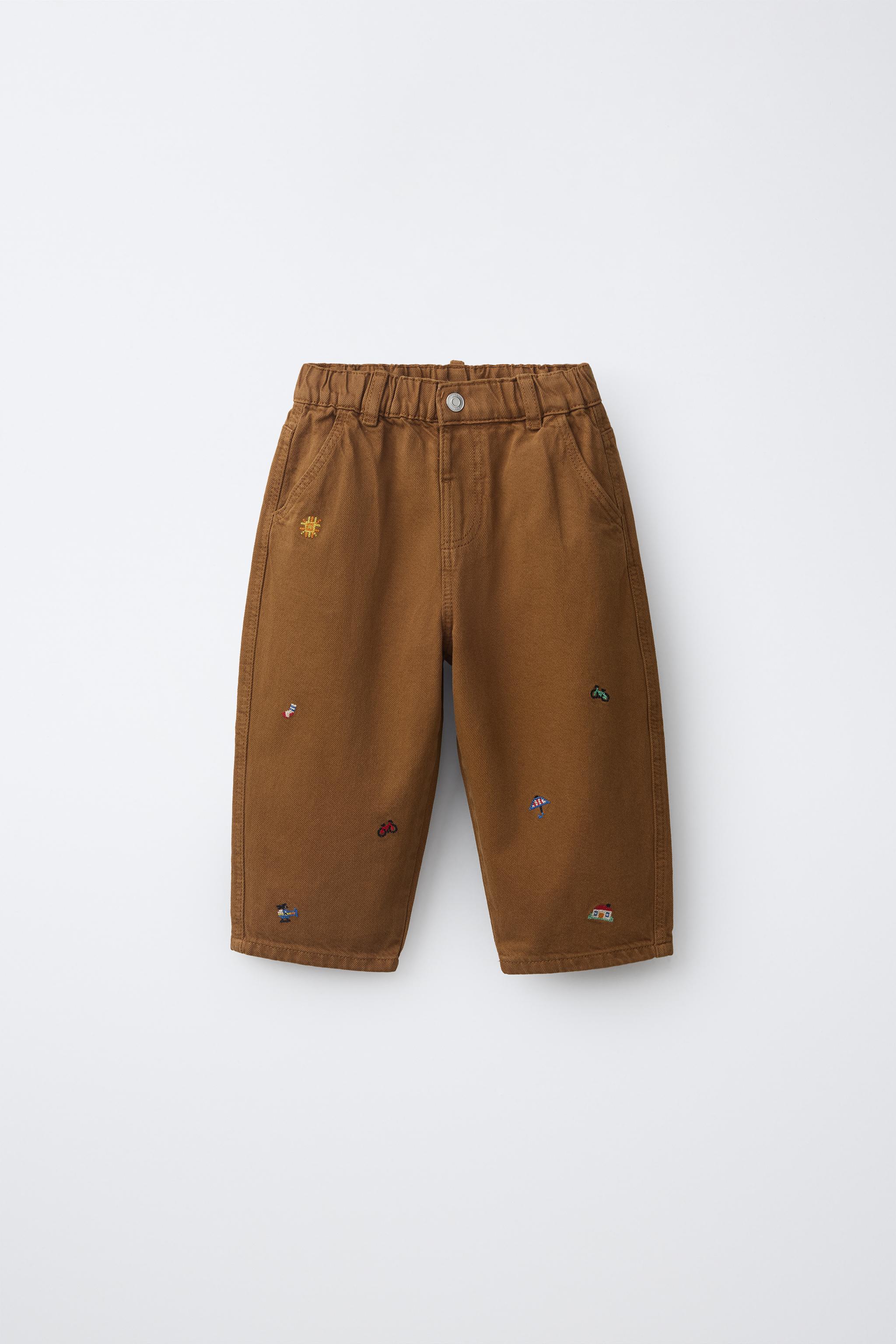 Детские брюки Zara EMBROIDERED BAGGY TROUSERS — фото 2