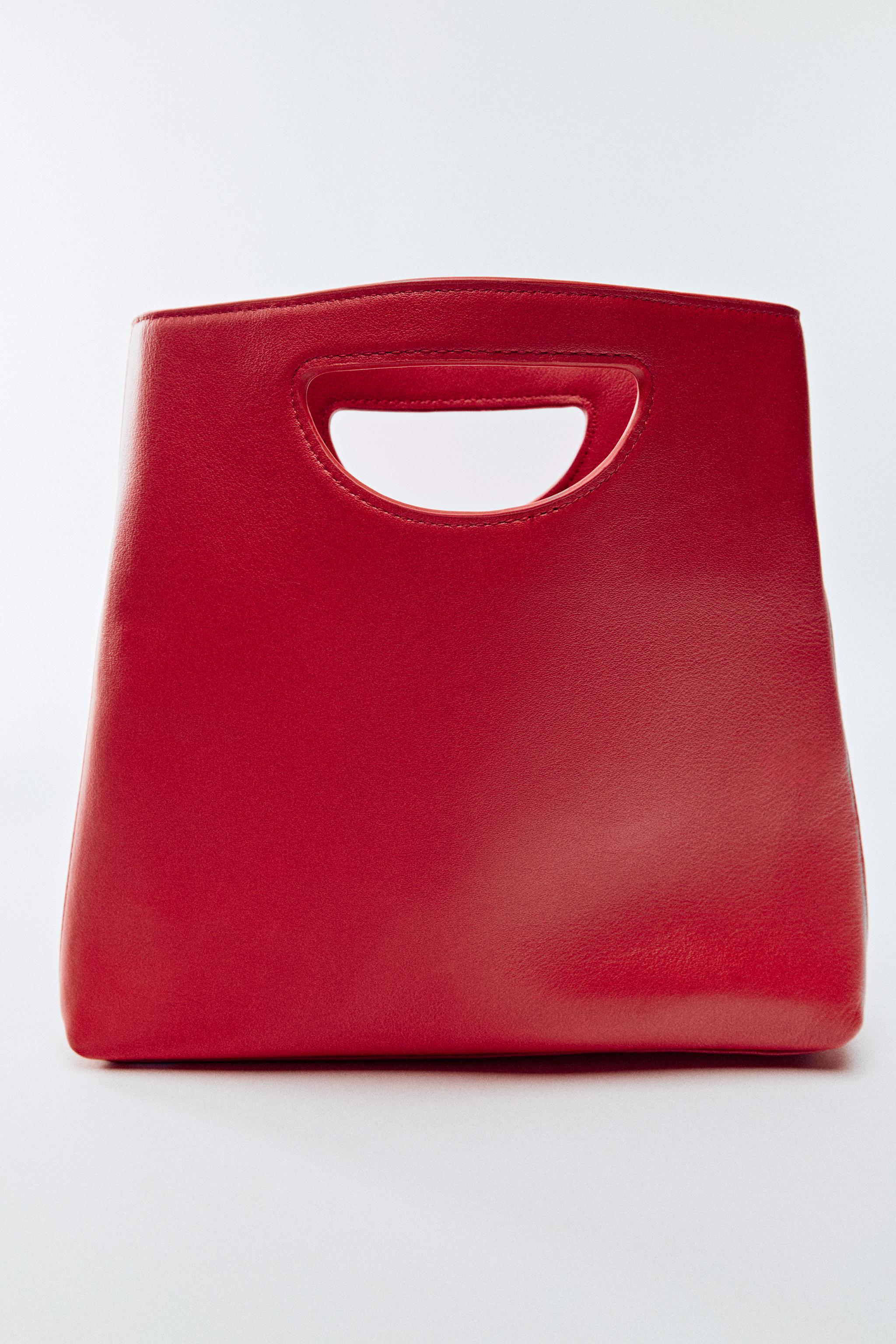 LEATHER HANDBAG — Red