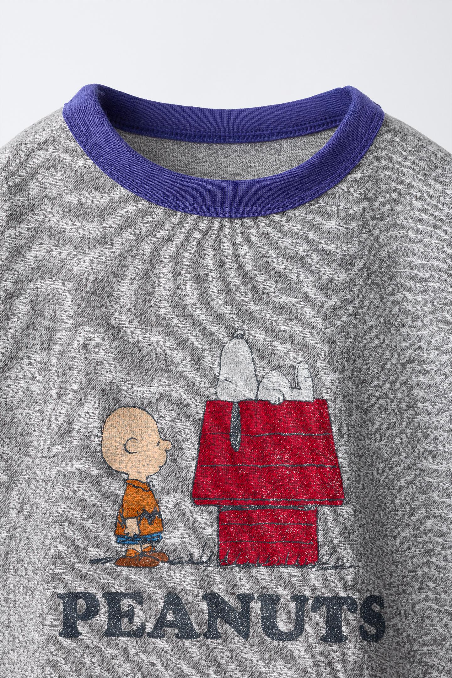Детская футболка Zara Snoopy Peanuts™ Print, цвет: Серый меланжевый — фото 3