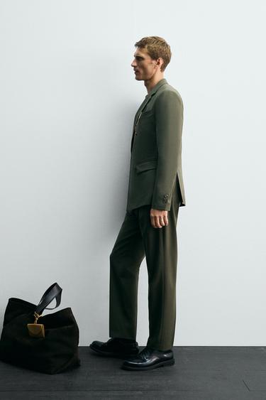 BLAZER CROISÉ COSTUME AVEC LAINE - Vert de Zara - Image 3