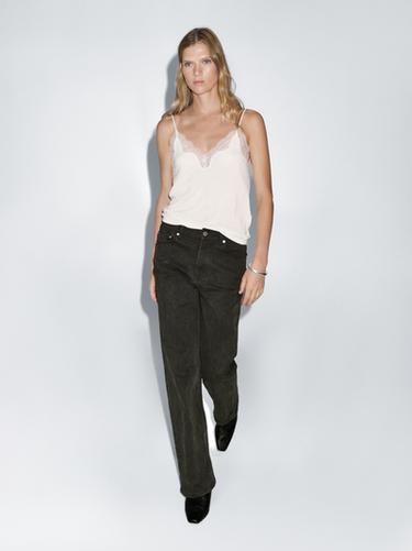 Zara High-waist wide-leg jeans - Dark khaki