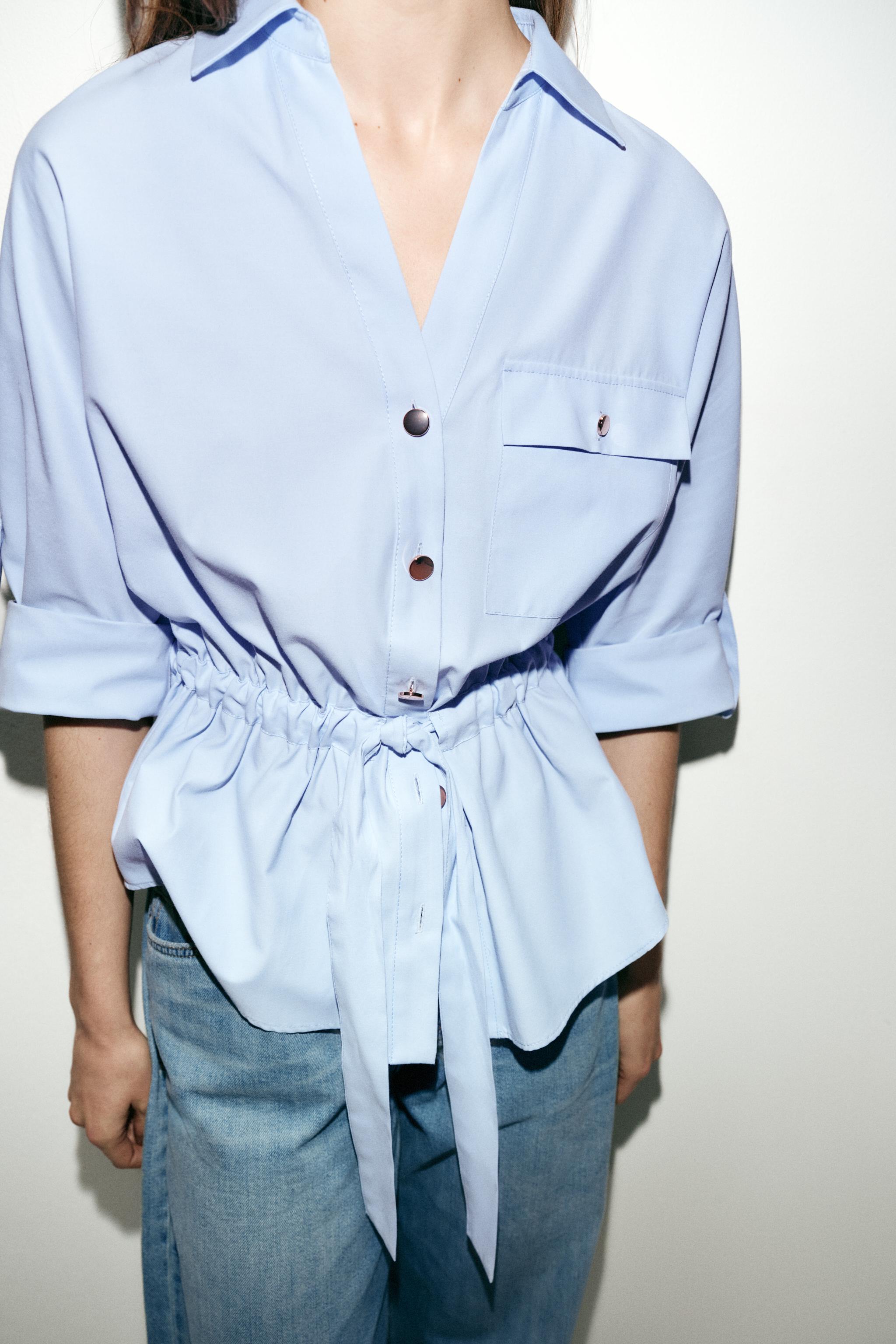 サファリ ポプリンシャツ - ライトブルー | ZARA Japan / 日本