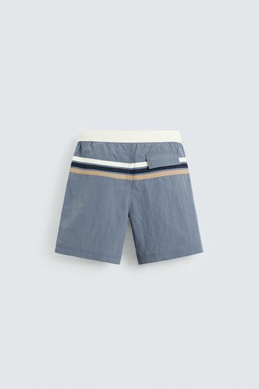 STRIPED LONG SWIMMING TRUNKS - Indigo by Zara - Image 1