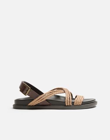 Sandals with criss-cross straps - Beige by Zara