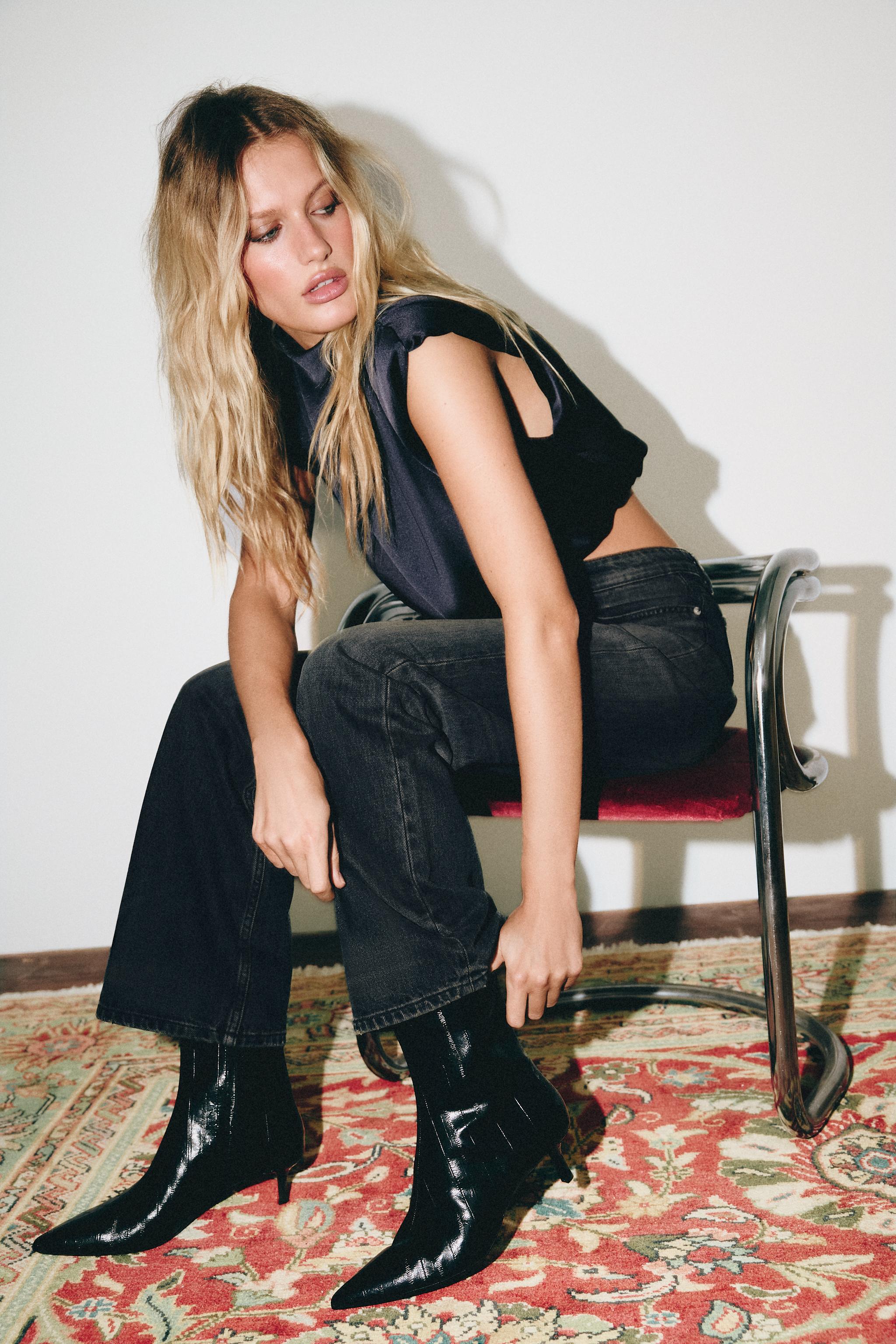 Textured Heeled Ankle Boots by Zara