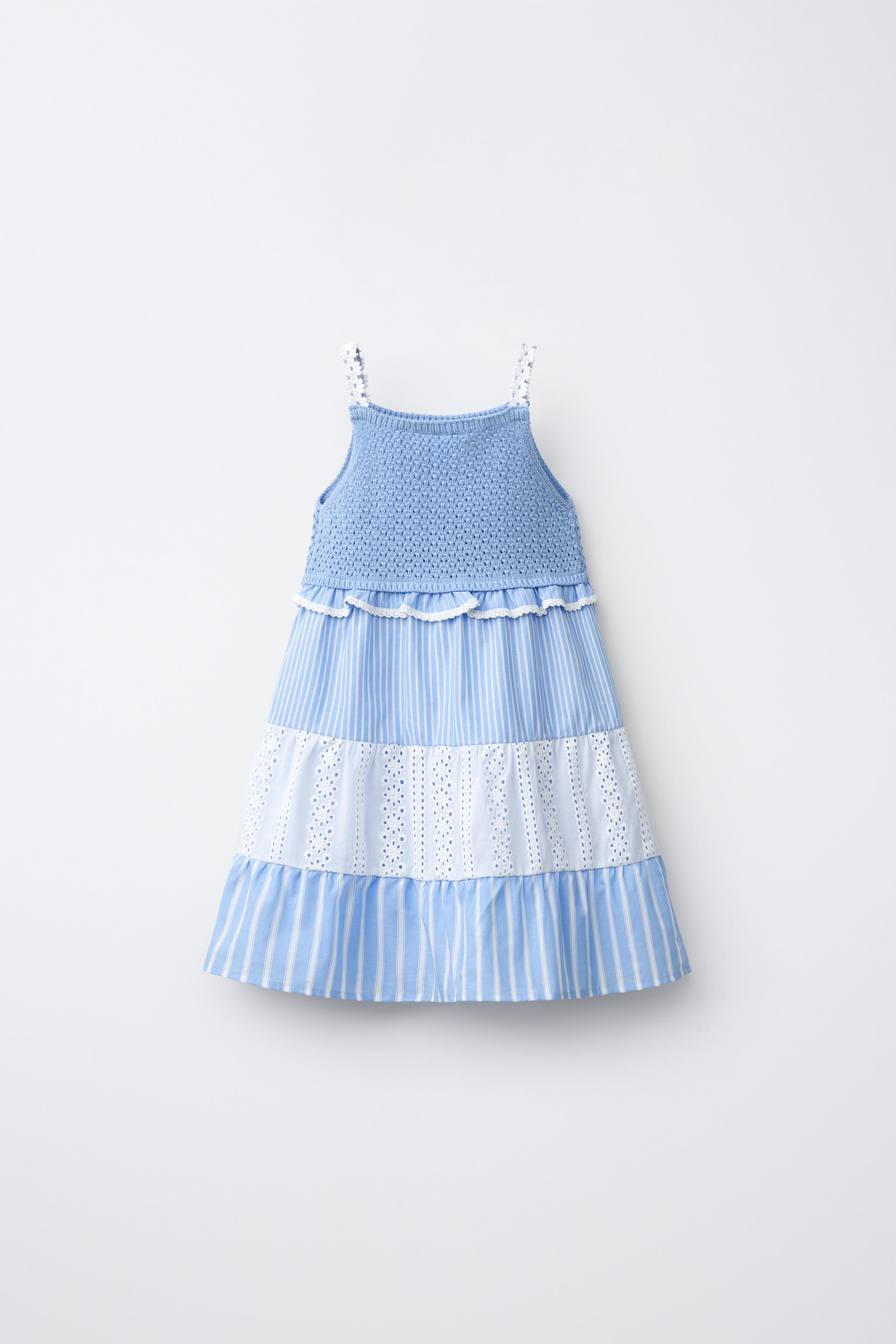 Детские платья Zara STRIPED AND SWISS EMBROIDERED KNIT DRESS — фото 3