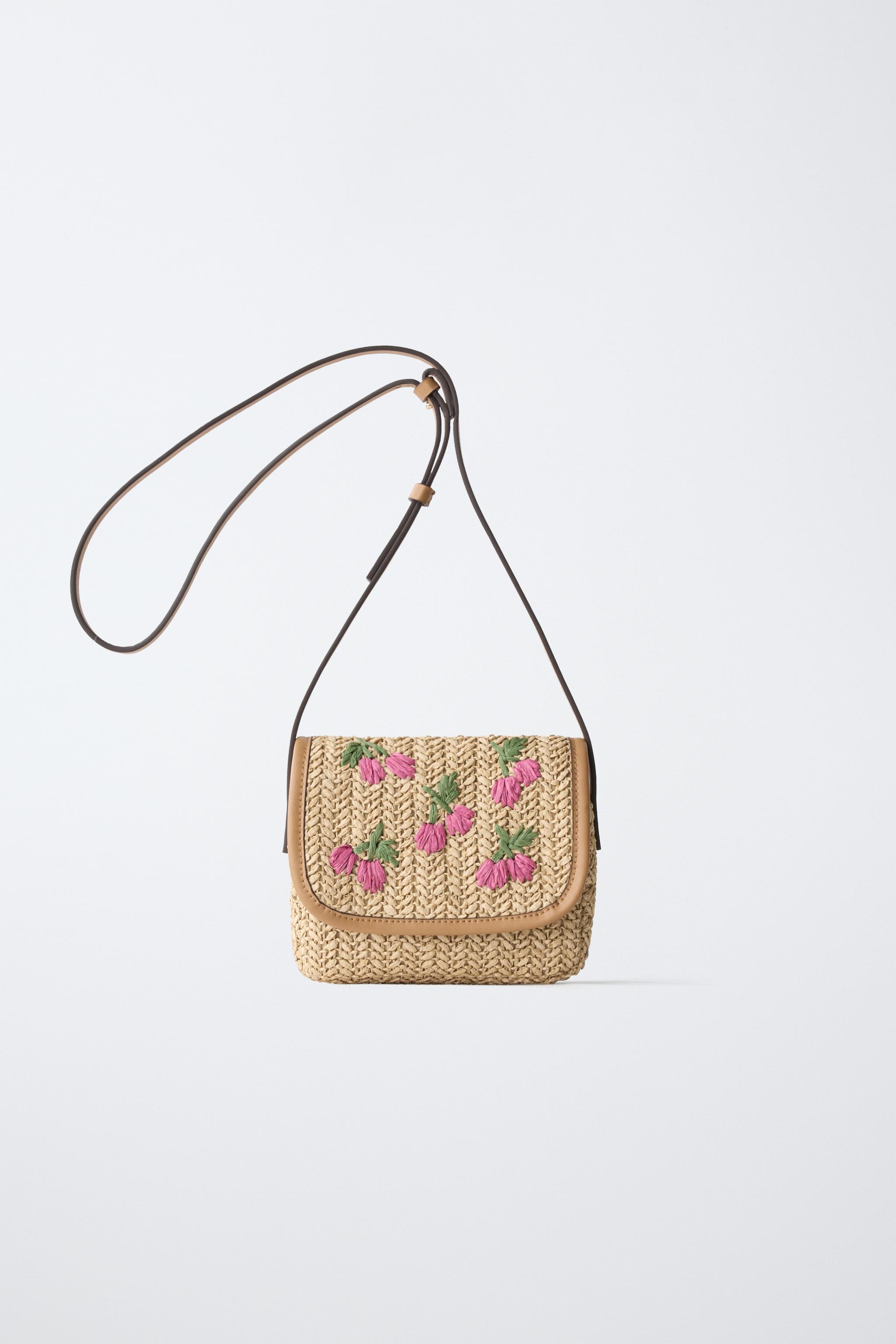 Детские сумки Zara RAFFIA CHERRY CROSSBODY