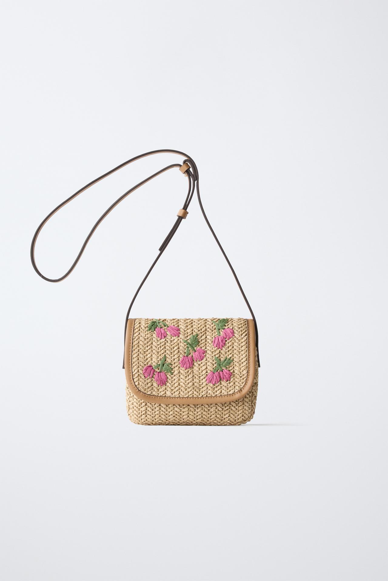 RAFFIA CHERRY CROSSBODY BAG — Pink