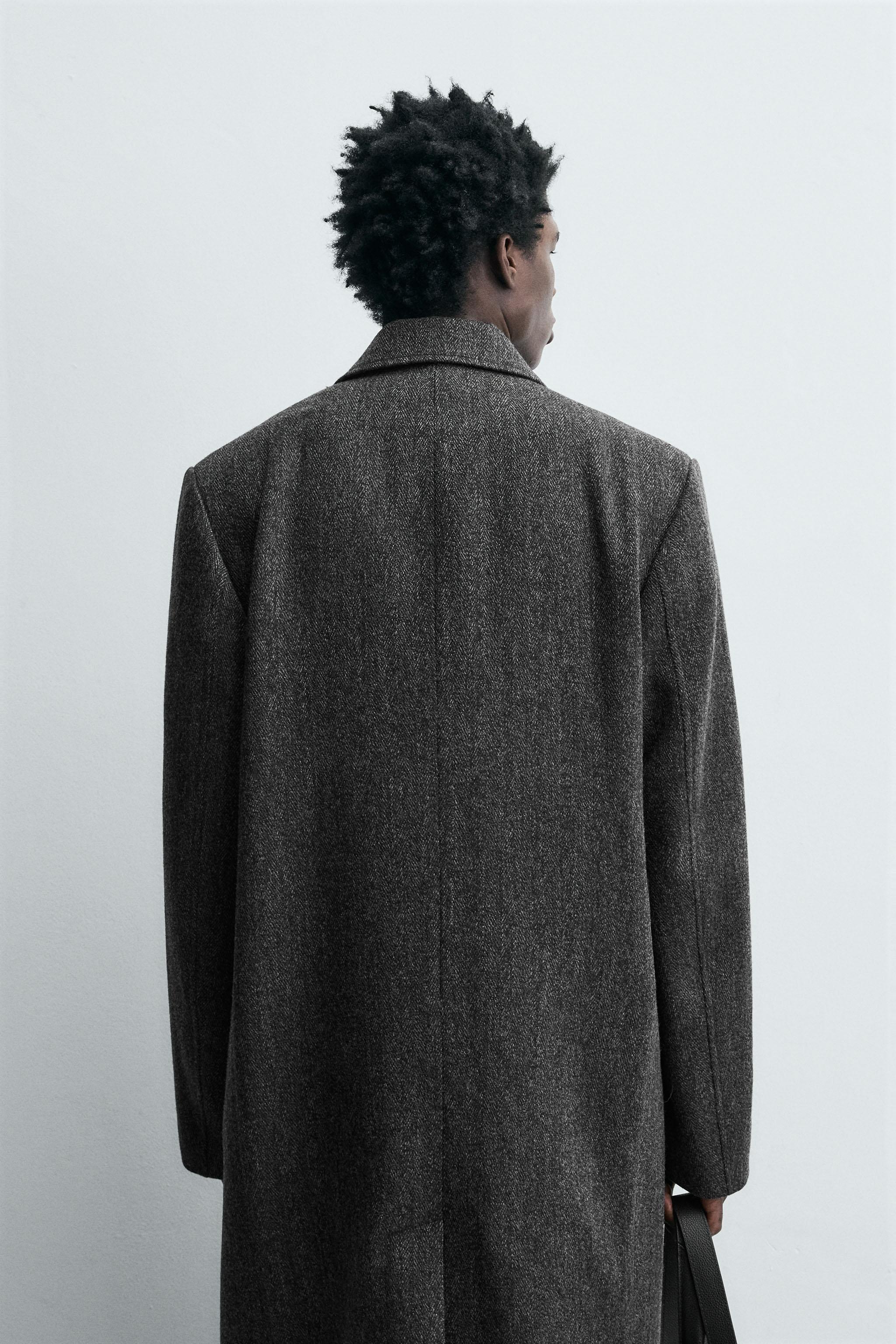LIMITED EDITION HERRINGBONE DOUBLE BREASTED WOOL BLEND COAT