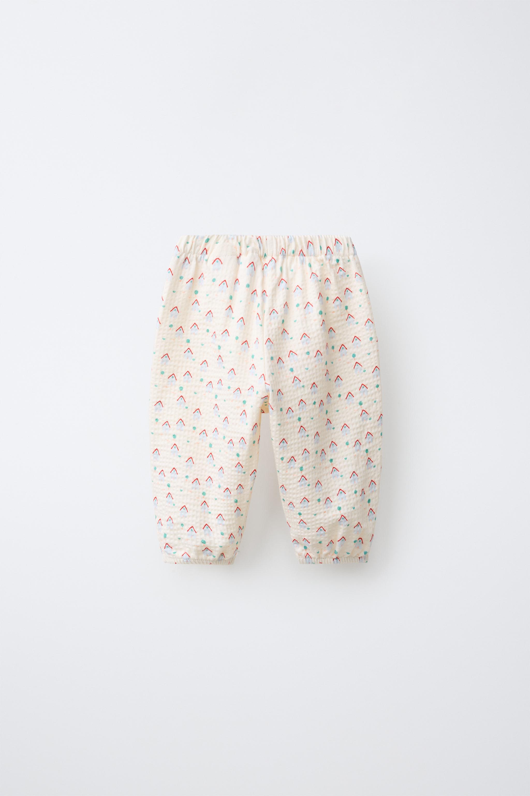 HOUSE PRINT BAGGY PANTS — Blue / White