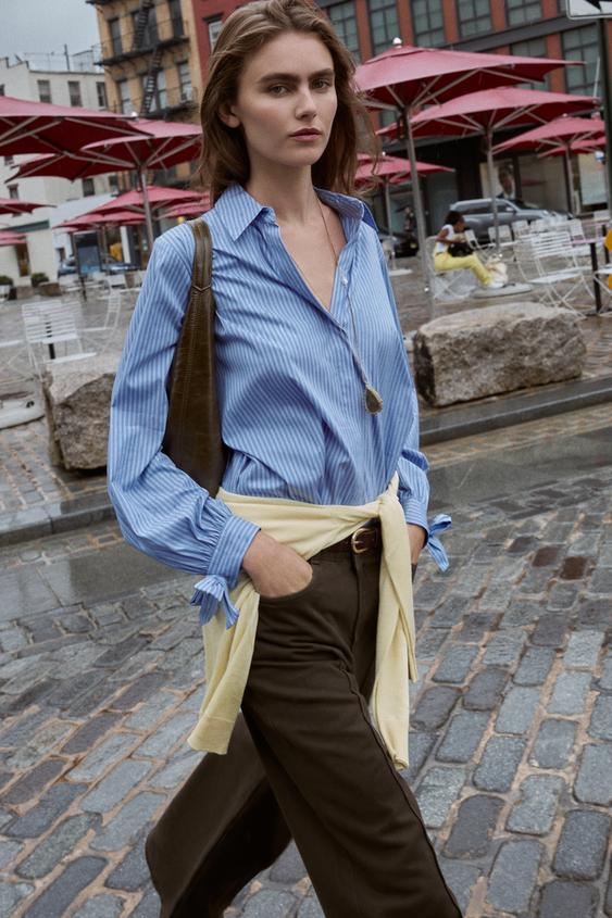 POPLIN SHIRT WITH TIES