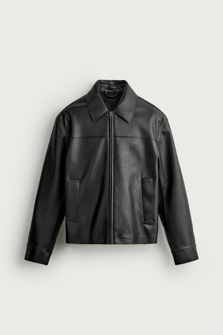 Chaqueta de efecto cuero de ajuste regular 7