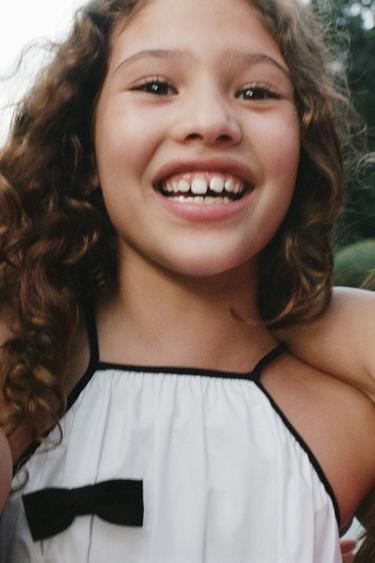 Zara 繞頸綁帶蝴蝶結洋裝 - 白色