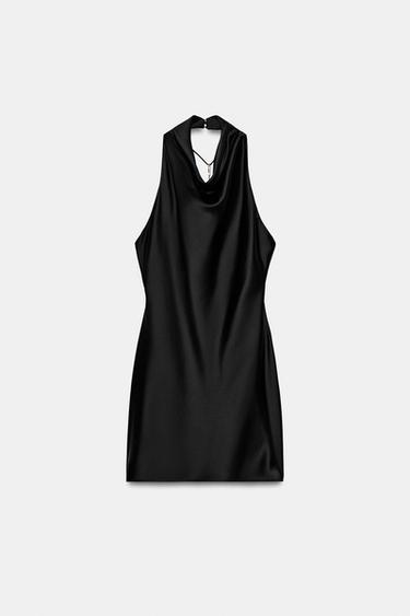VESTITO CORTO SATINATO - Nero di Zara