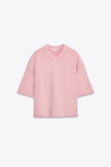 Zara WASHED EFFECT PLUSH SWEATSHIRT - Pastel pink