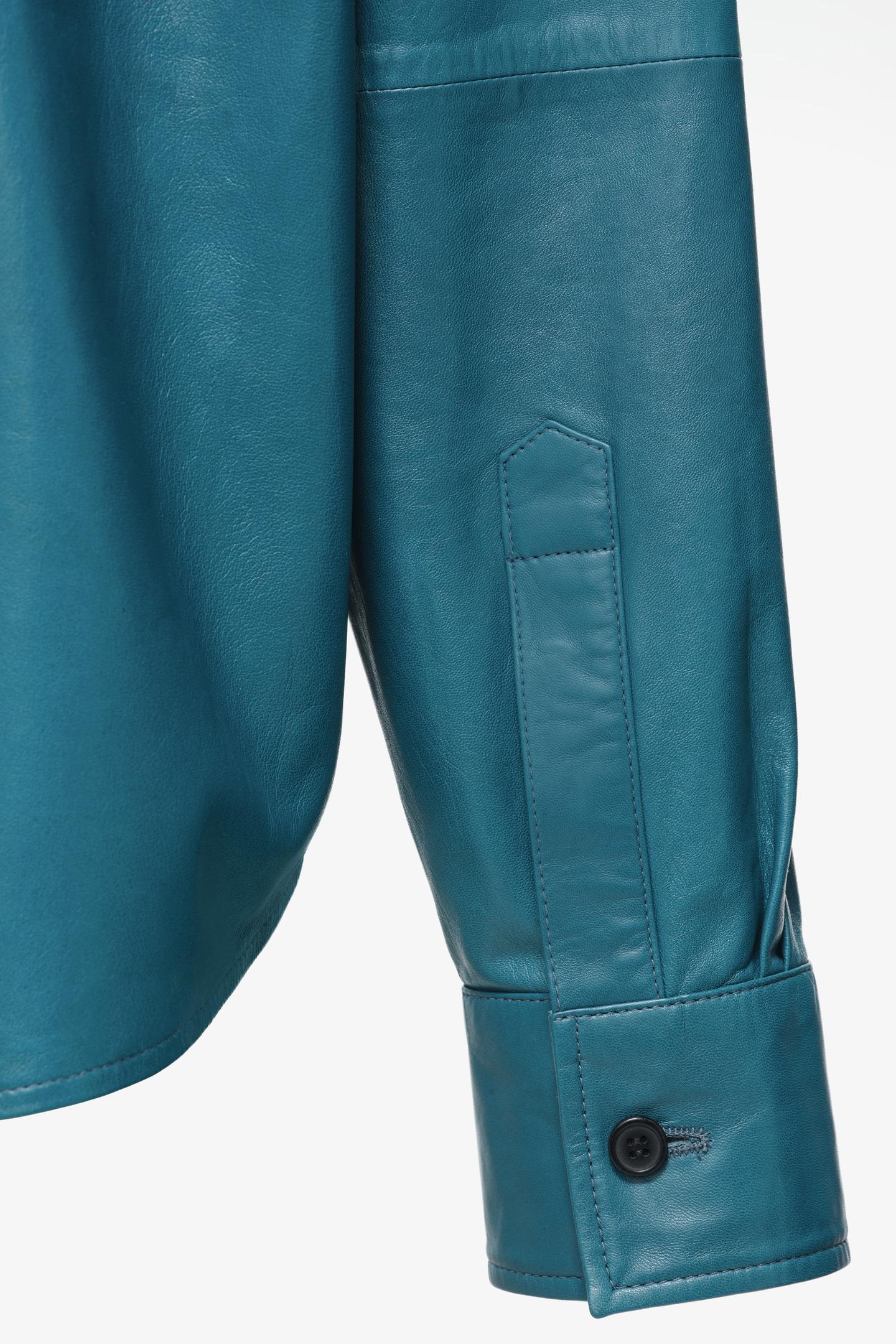 Мужская рубашка Zara Limited Edition Relaxed-Fit Leather, цвет: Светлый синий — фото 6