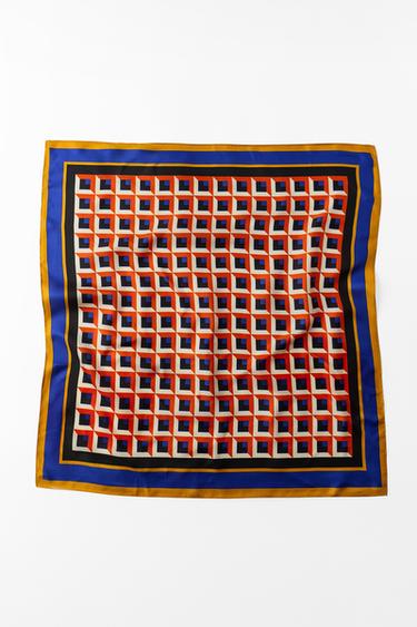 100% SILK PRINTED SCARF — Orange 1