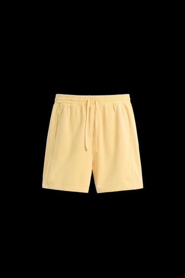 WASHED RELAXED FIT JOGGER BERMUDA SHORTS - Mid-yellow by Zara - Image 0