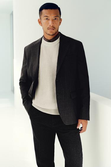 Zara 100% 羊毛西裝外套 - LIMITED EDITION - 深棕色