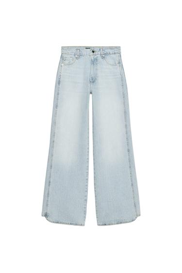Z1975 STRAIGHT LOW-RISE JEANS WITH SEAM DETAIL - Light blue by Zara