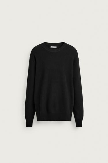 Zara PURL KNIT SWEATER - Black
