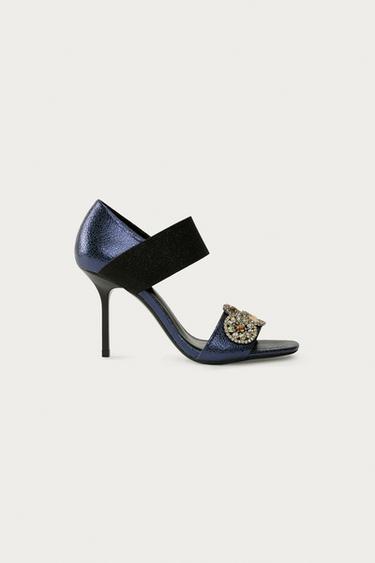 MARISA BERENSON X ZARA METALLIC LEATHER HEEL SANDALS - Blue by Zara - Image 2