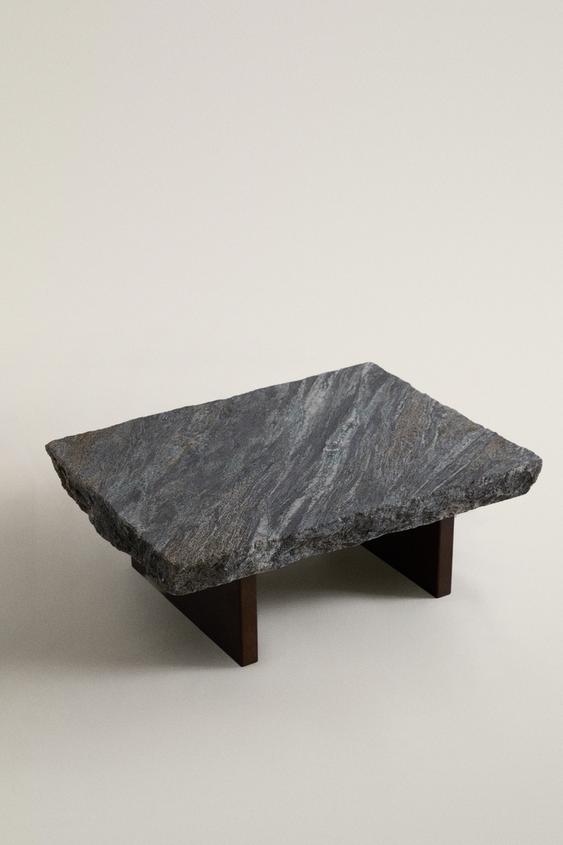 TABLE BASSE EN MARBRE ET BOIS - Gris de Zara - Image 1