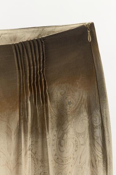 PANTALON IMPRIMÉ À PLIS TAILLE - Marron clair de Zara - Image 4