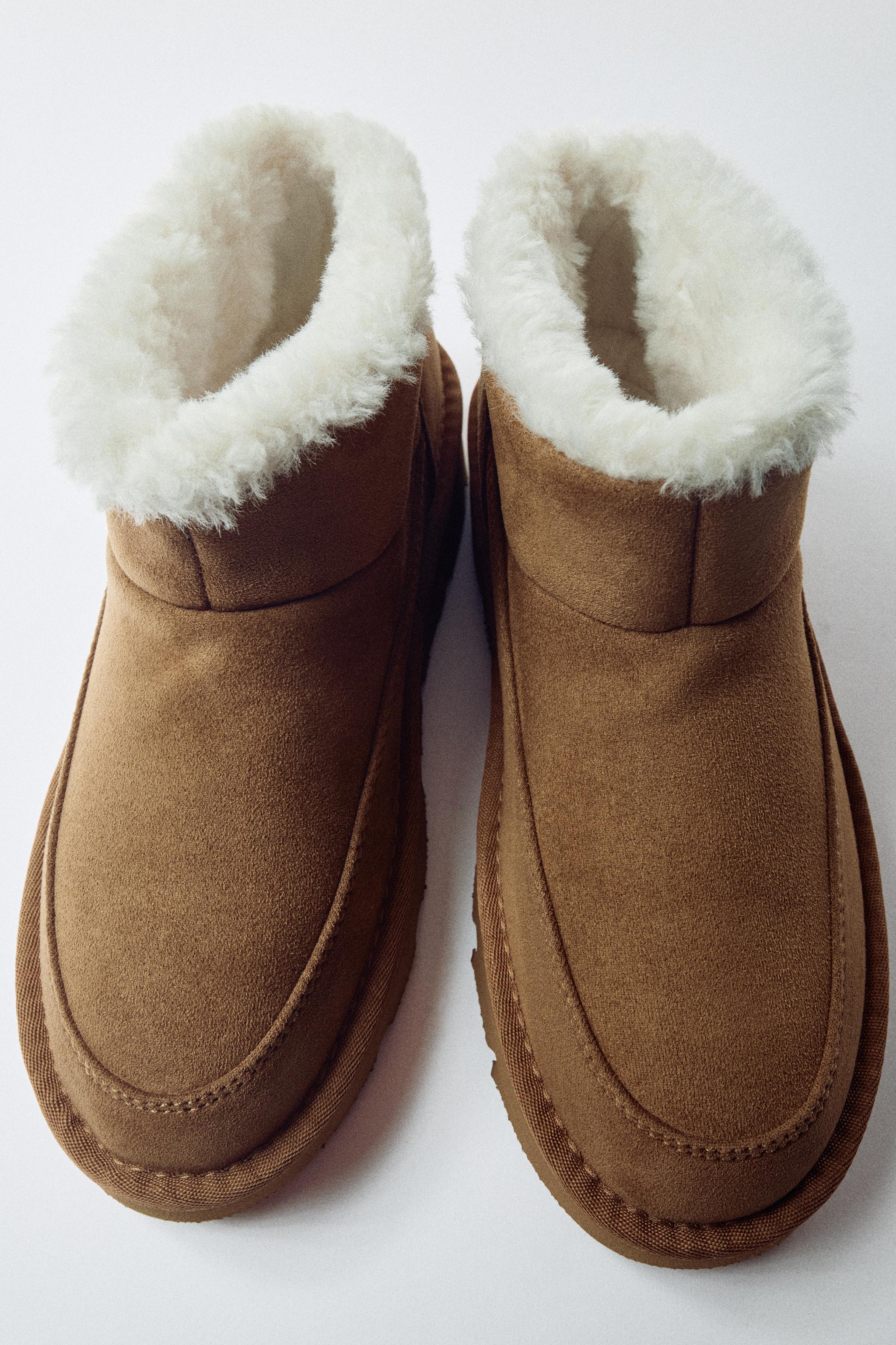 FAUX SHEARLING LINED ANKLE BOOTS