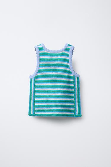 TOP EN MAILLE RAYURES - Vert moyen de Zara - Image 1