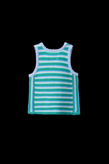 TOP PUNTO RAYAS - Verde medio de Zara