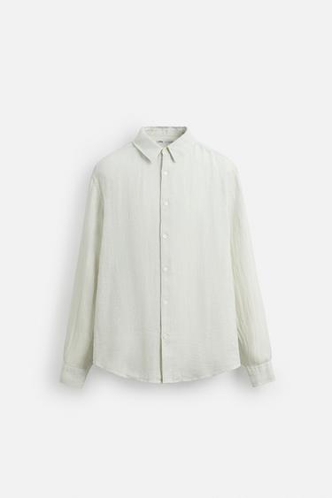 100% LINEN SHIRT - Sea green by Zara