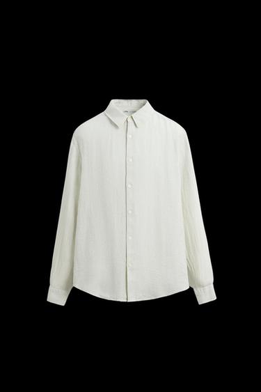100% LINEN SHIRT - Sea green by Zara - Image 0