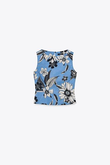 ZW COLLECTION PRINTED TOP - Bluish by Zara