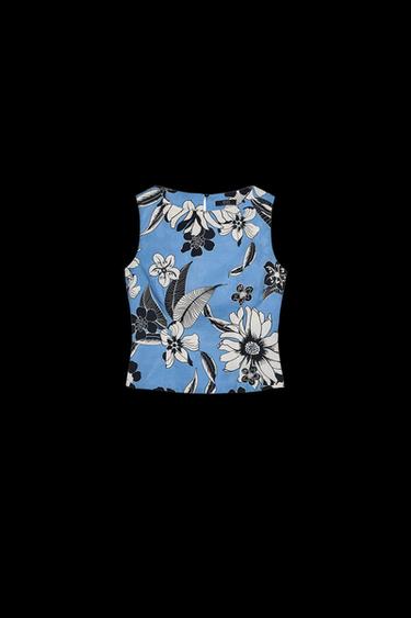 Zara ZW COLLECTION PRINT TOP - Bluish - Image 0