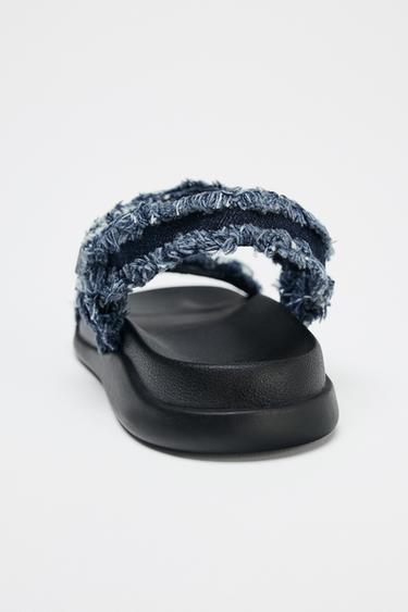 SANDALES PLATEFORMES EN DENIM - Bleu jean de Zara - Image 3