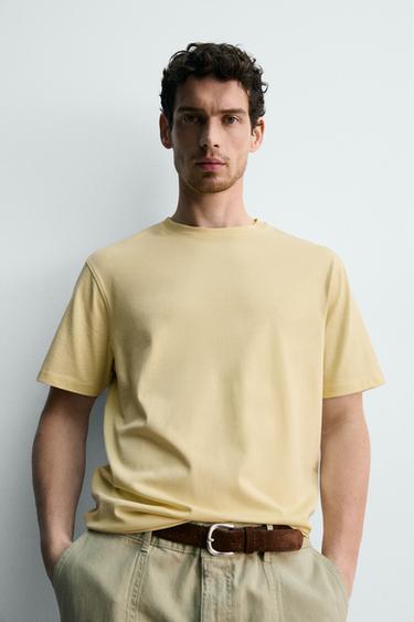 T-SHIRT DE POIDS MOYEN À MANCHES COURTES - Jaune de Zara - Image 5