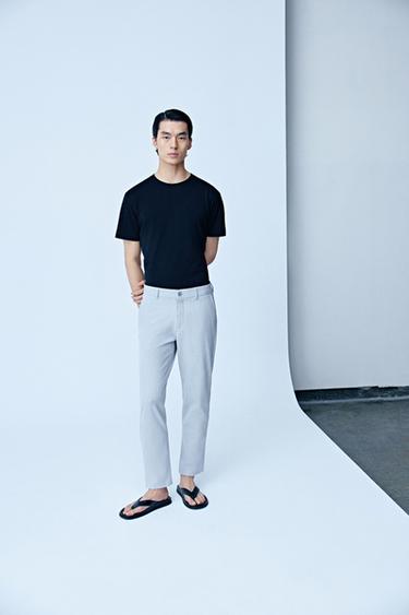 Zara 舒適紋理休閒長褲 - 珍珠灰色