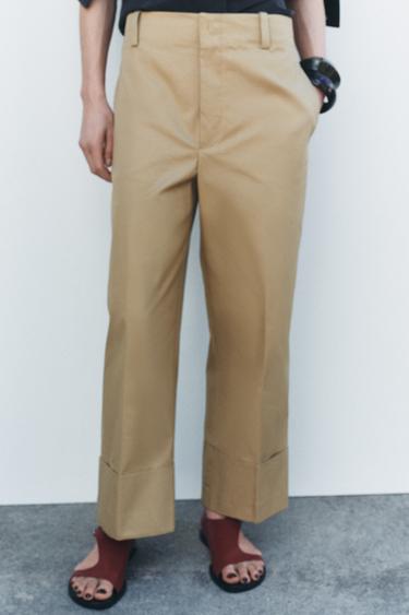 Zara CHINO PANTS ZW COLLECTION - Dark beige
