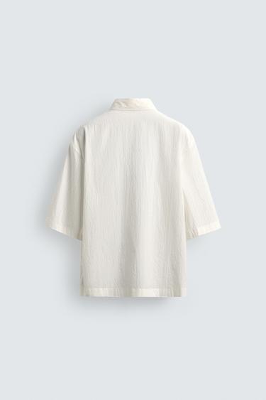 CHEMISE BOXY FIT TEXTURÉE - Blanc cassé de Zara - Image 7