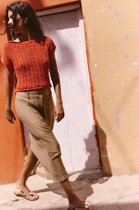 ÚPLETOVÝ CROP TOP - Oranžová od Zara - Obrázek 0