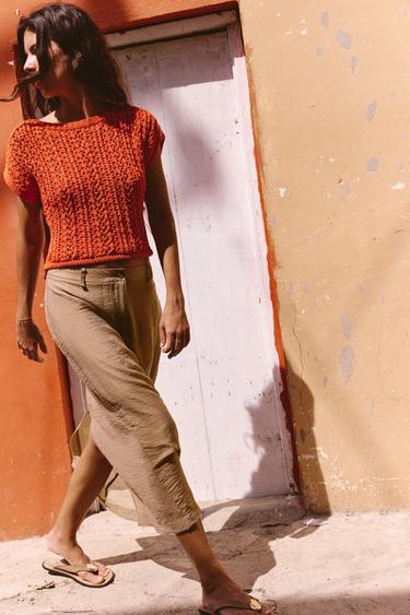 KNIT CROP TOP - Orange by Zara - Image 0