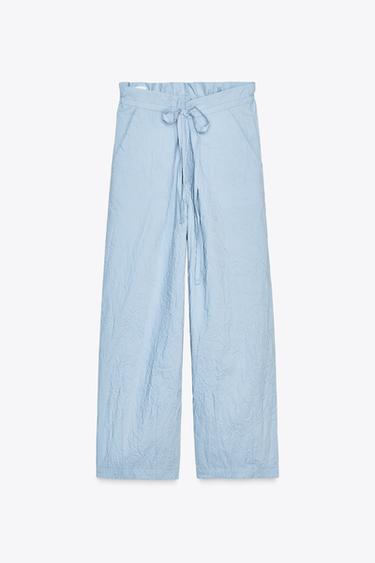 CREASED-EFFECT TROUSERS X FANGLU LIN - Light blue by Zara