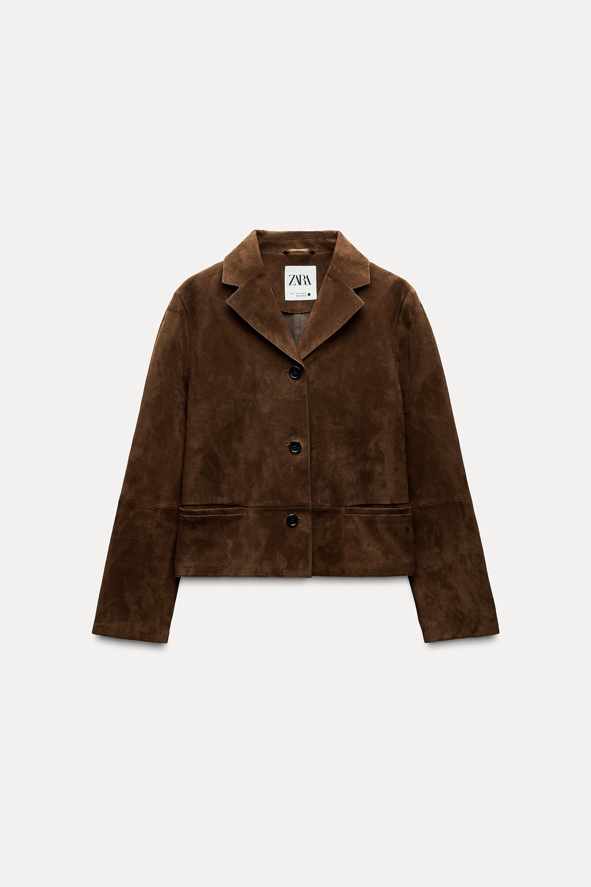 SUEDE LEATHER BLAZER ZW COLLECTION - Brown | ZARA United States