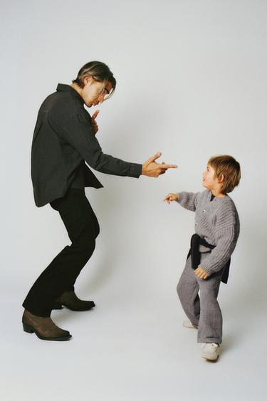 PANTALON BAGGY RUSTIQUE À BOUTONS AVEC LAINE - Marron clair de Zara