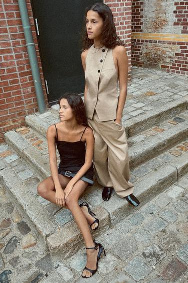 TROUSERS WITH BELT - camel de Zara - Image 2