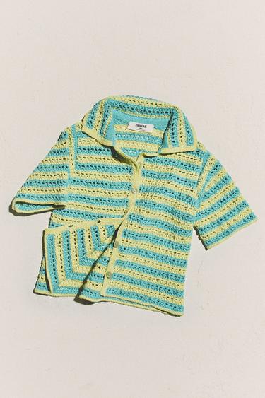 KIDS' CROCHET BEACH SHIRT - Lime by Zara