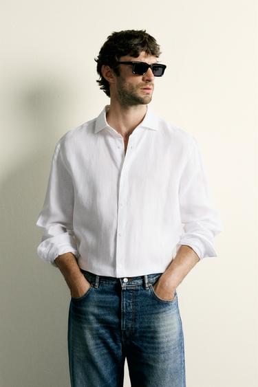 100% LINEN REGULAR FIT SHIRT - White by Zara